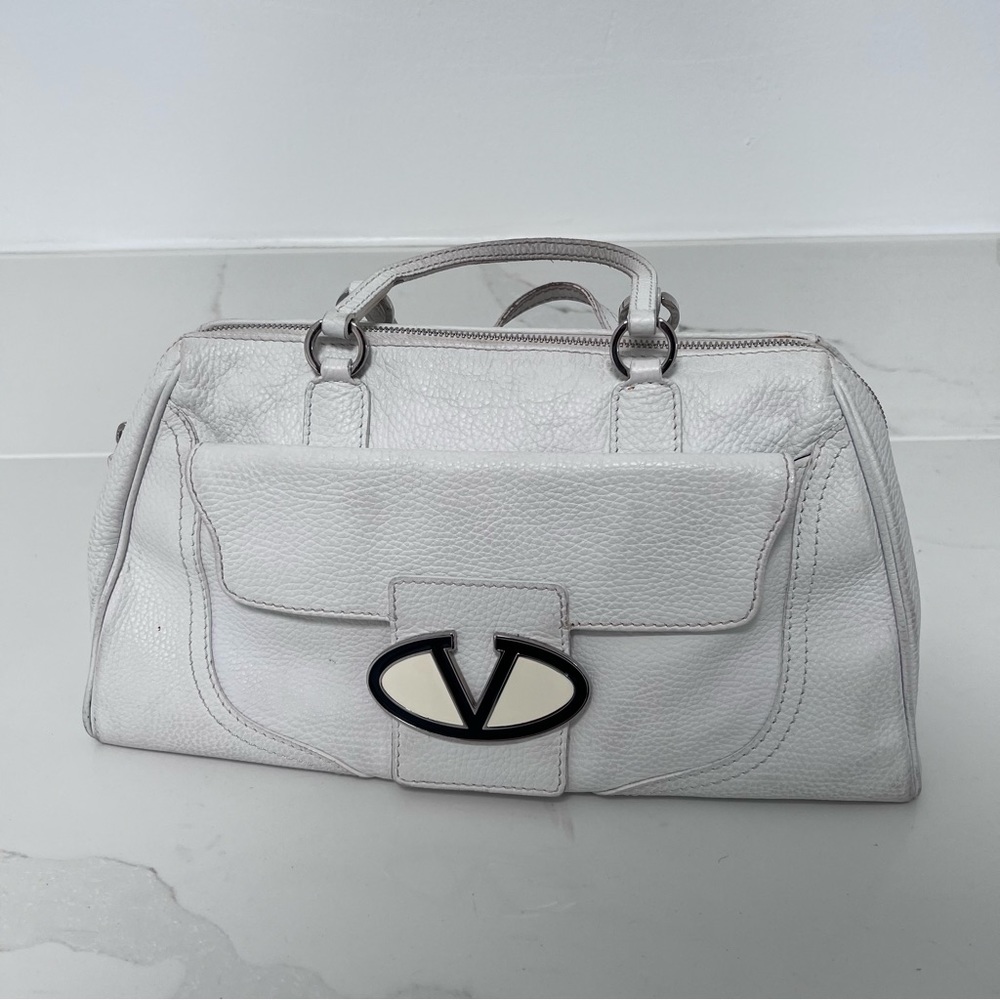 Vintage Valentino bowler bag white
